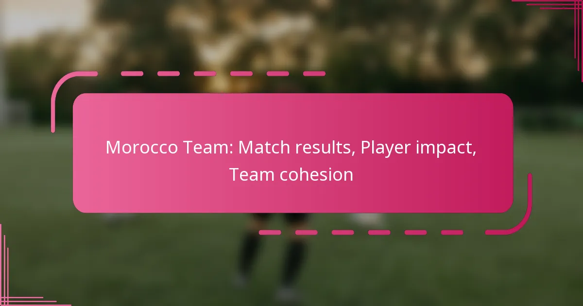 Morocco Team: Match results, Player impact, Team cohesion