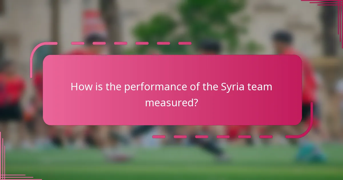 How is the performance of the Syria team measured?